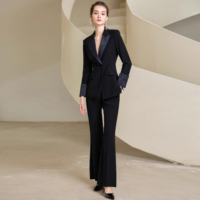Women Fashion Black Suit Pants Two Piece Set Female Professional Work Wear High Qualiy  Business Formal OL Office Lady Clothing