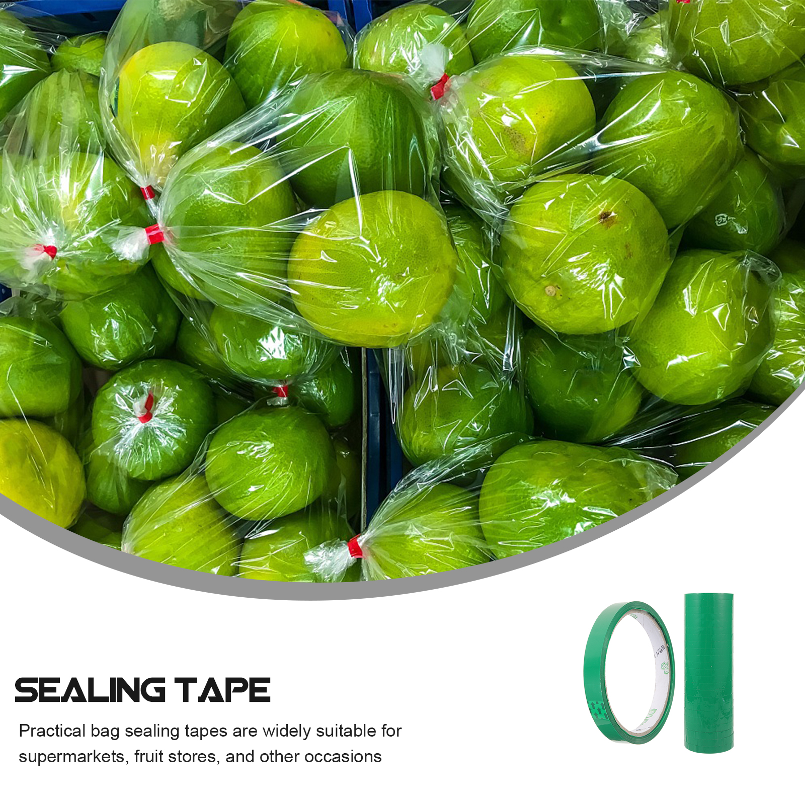 24 Rolls Red Vegetable Bundling Tape 38yd PE Material Supermarket Packing Tapes Refills Bag Sealer Machine Compatible