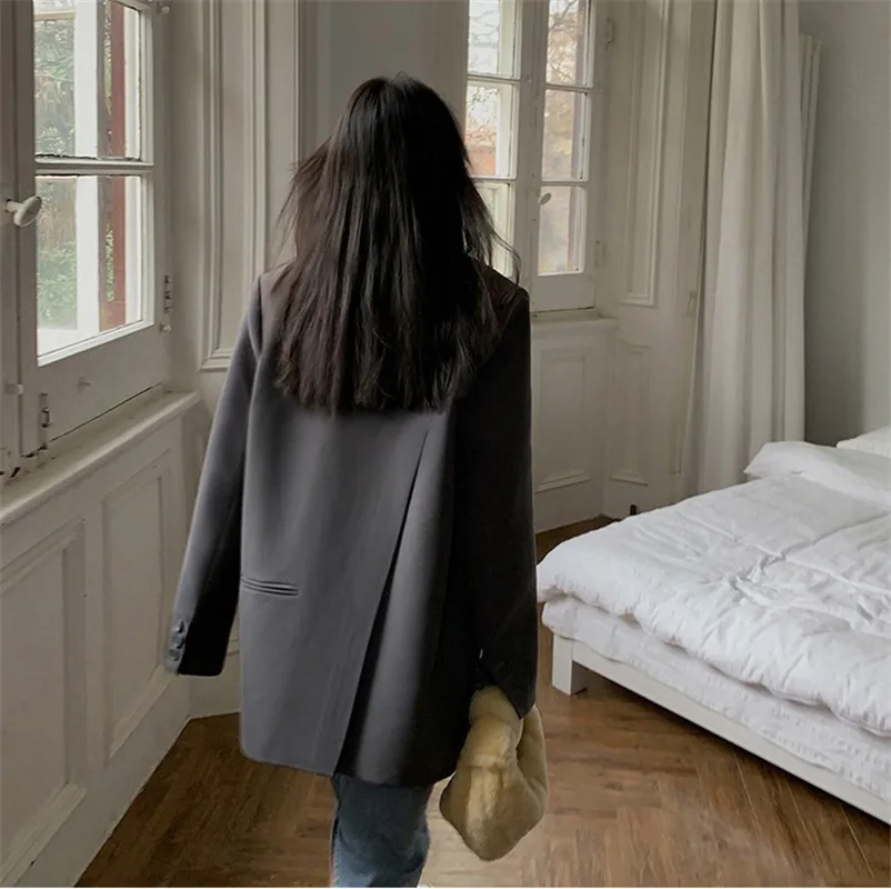 Black Long Sleeved Suit Jacket for Women&#039;s Fashion Korean Back Split Office Lady Blazer Coat 2023 Spring Autumn Jacket Coat