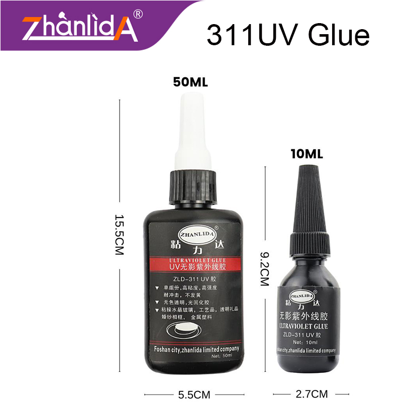 10ML/50ML Zhanlida 311 Glass Coffee Table Crystal Handicraft Plastic Transparent Soft Adhesive UV Shadowless Glue