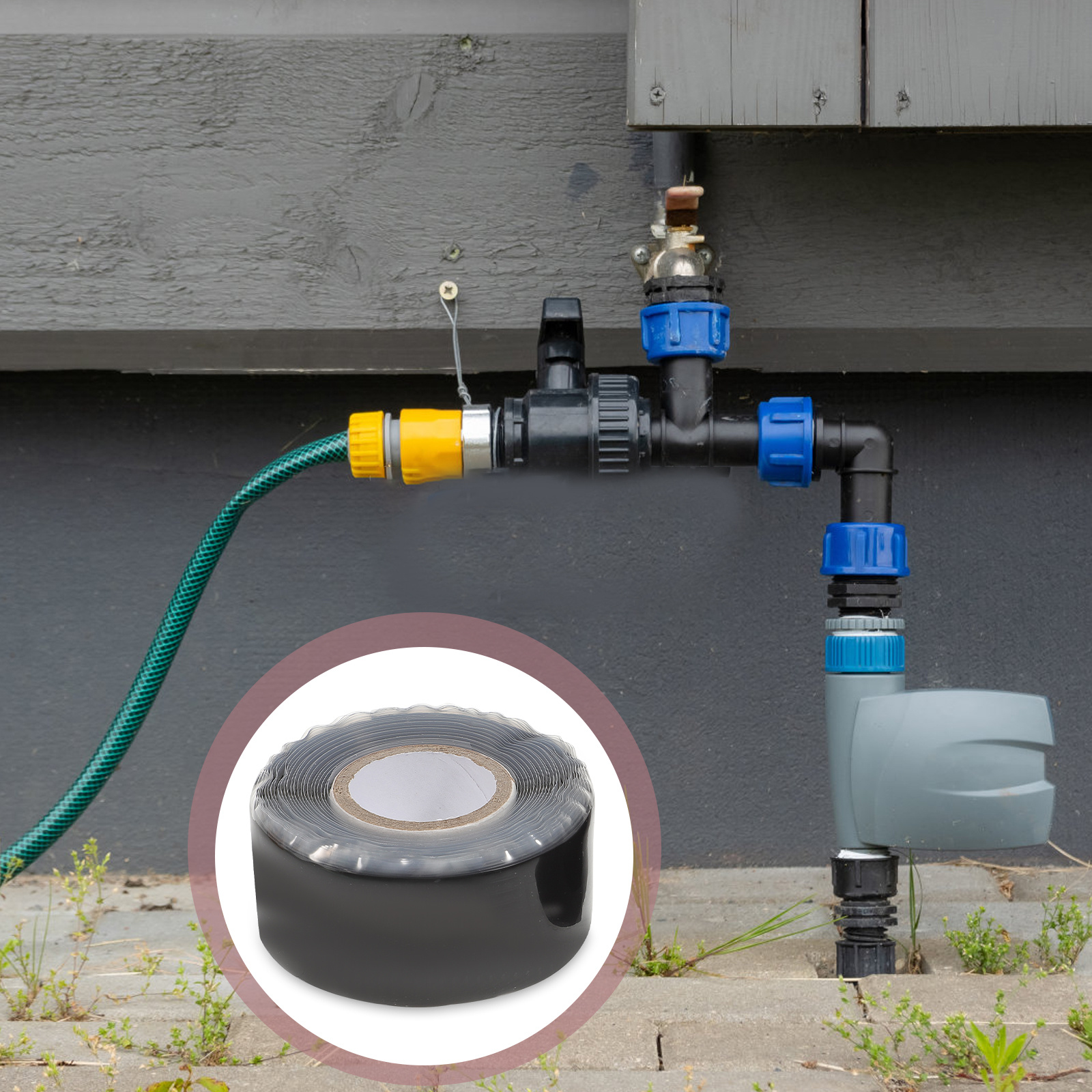 2 Pcs Water Pipe Leak Repair Tape Leakage Seal Filling Garden Hose Plumbing Black Tools