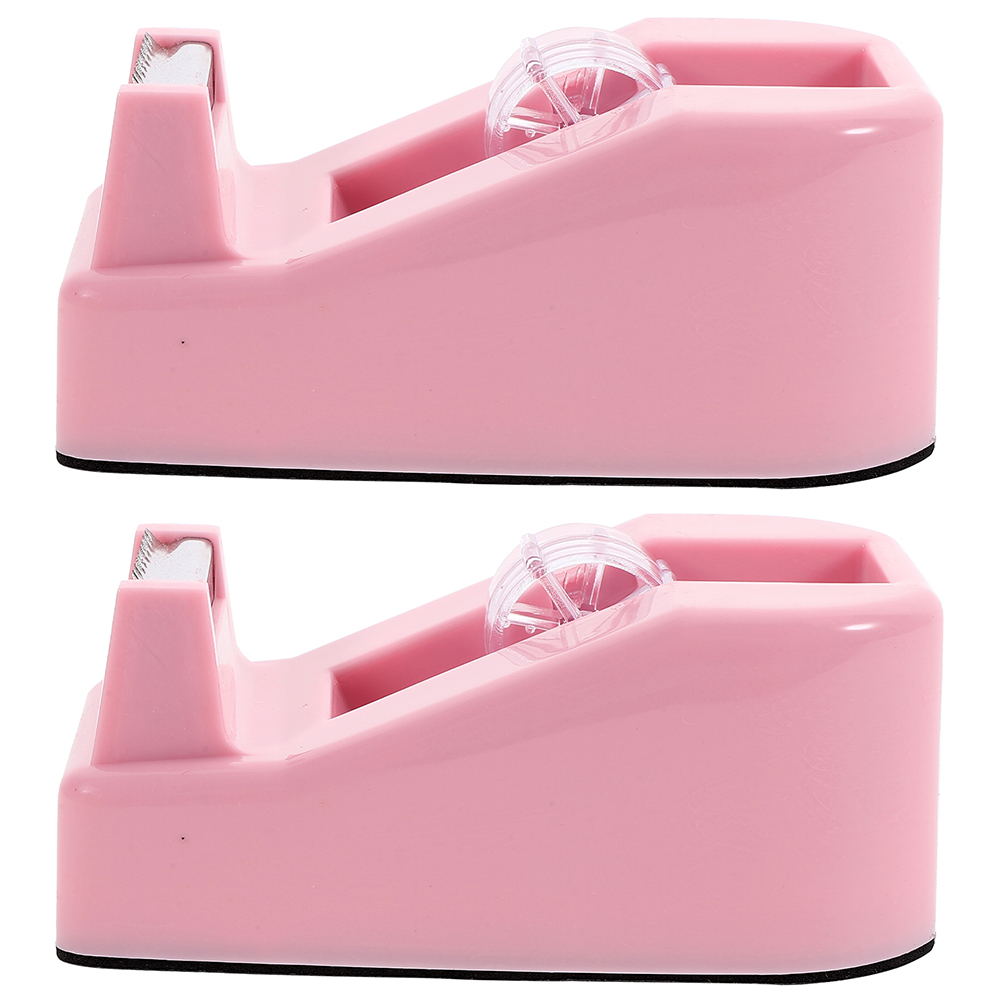 2 Pcs Macaron Color Cute Tape Dispenser Plastic Small Desktop Office Supply Tape Holder Stationery Tool For Home Tape