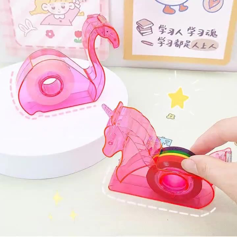 Creative Flamingo Tape Cutter Wholesale Student Notebook Unicorn Tape Machine Desktop Multi-function Tape Dispenser