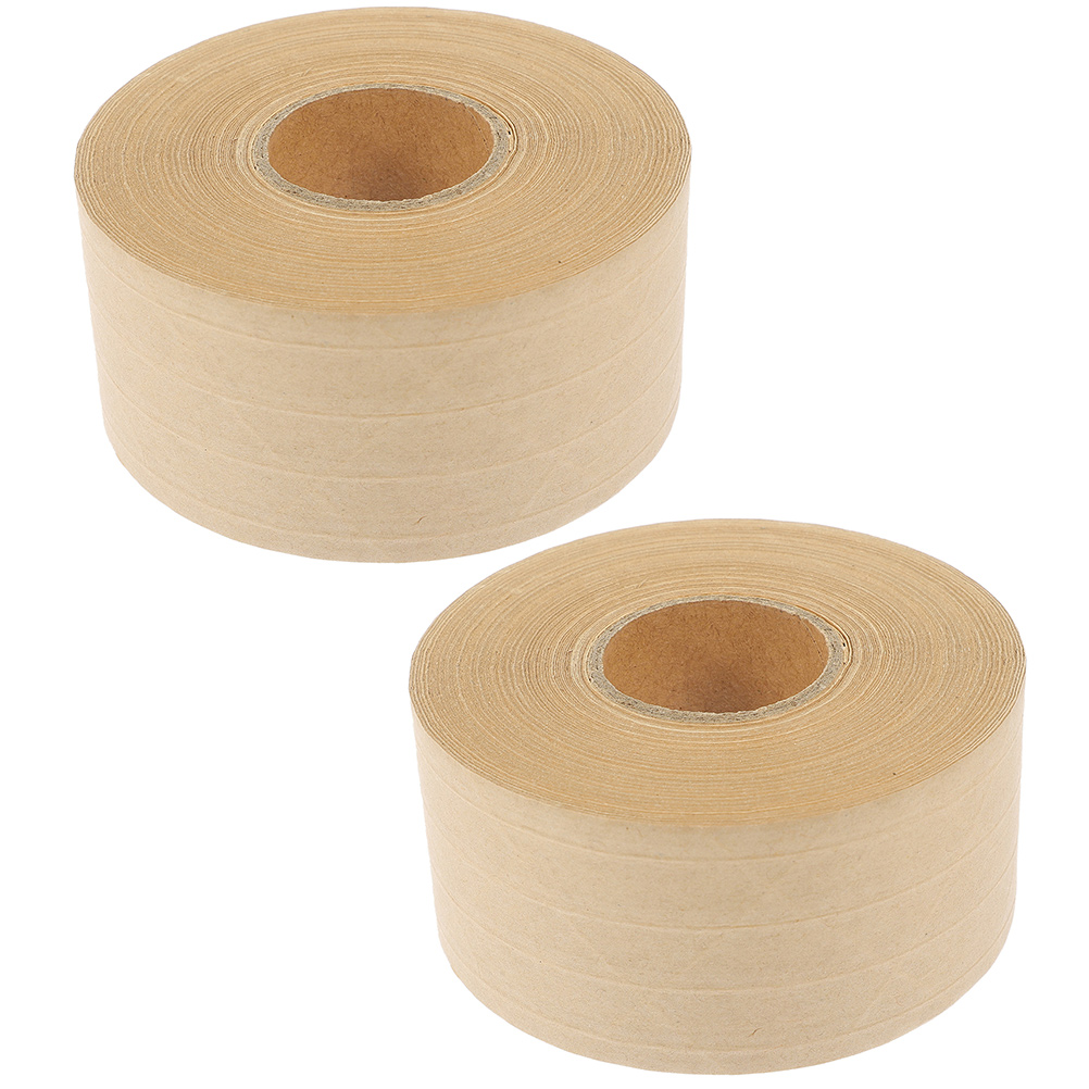 2 Rolls High Adhesion Paper Tape Writable Sealing Daily Use Carton Package Reinforced Surface Prevents Scratches Abrasions
