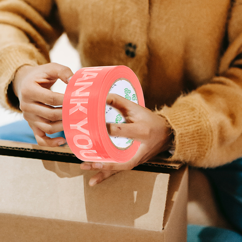 Pink Sealing 2 Rolls Thank You Duct for Packages Decorative Packaging Tape Self Adhesive Wrapping Tape DIY Office Goods