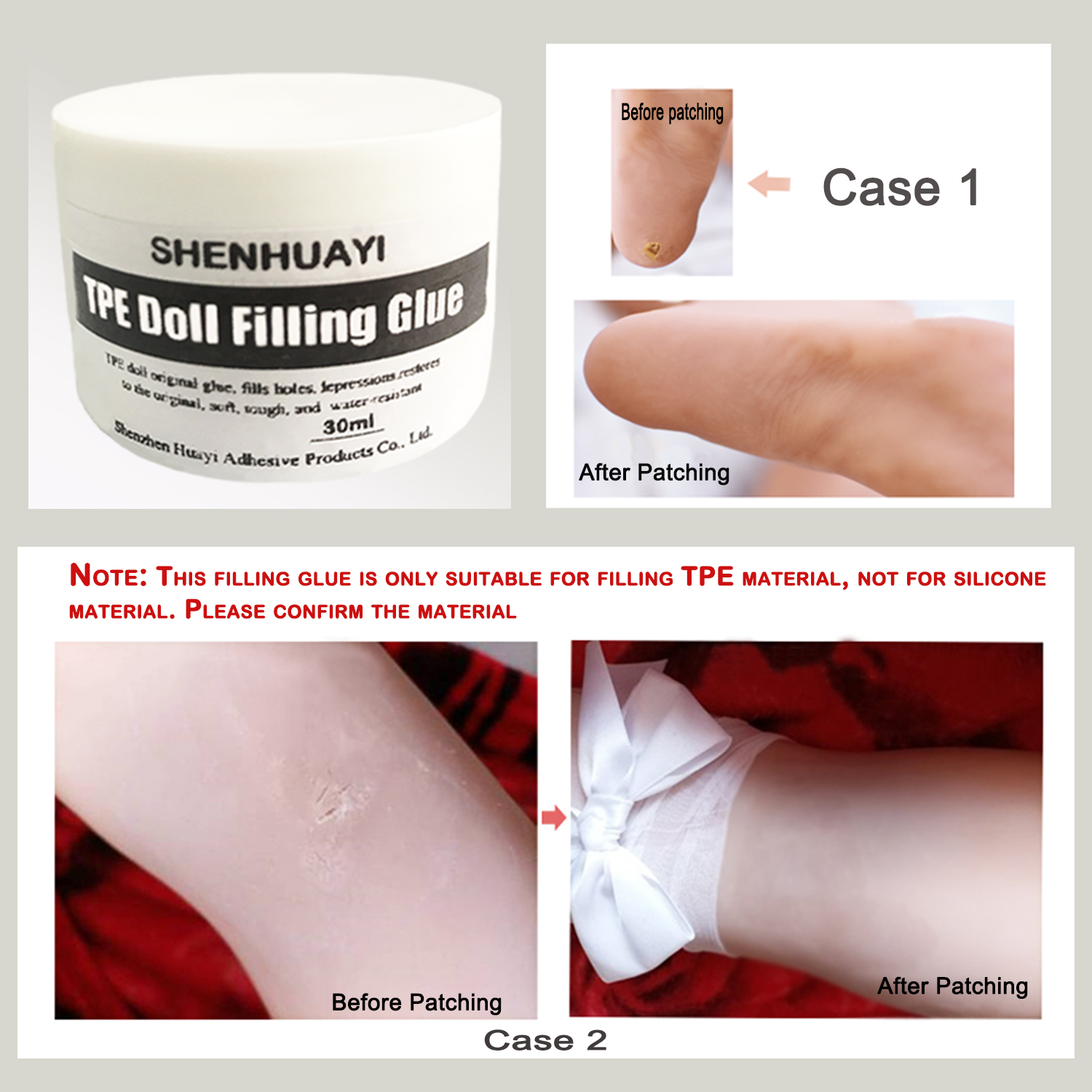 TPE doll filling rubber thermoplastic elastomer model for repairing skin groove defects filled with rubber, soft but not hard