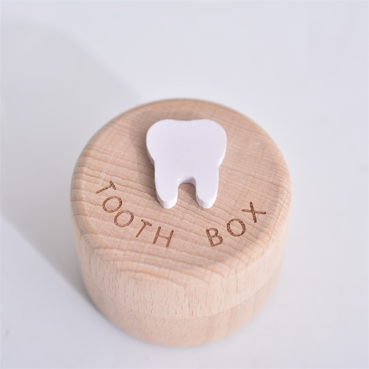 Teeth Box Wooden Children's Baby Tooth Box Tooth Preservation Box Baby Souvenir Gifts