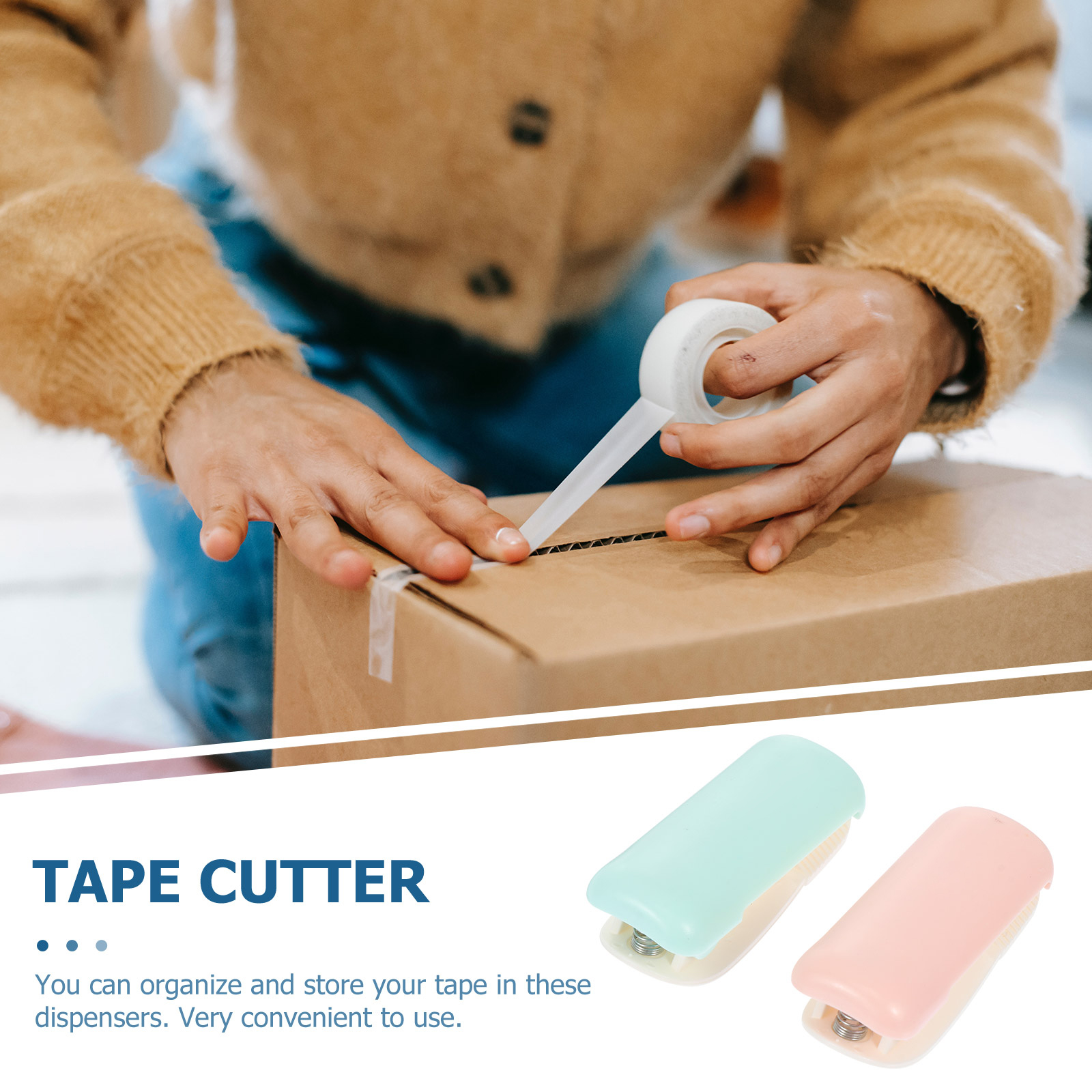 2 Pcs Tape Handheld Dispenser Slicer Washi Dispensers Packing Office Plastic Supplies