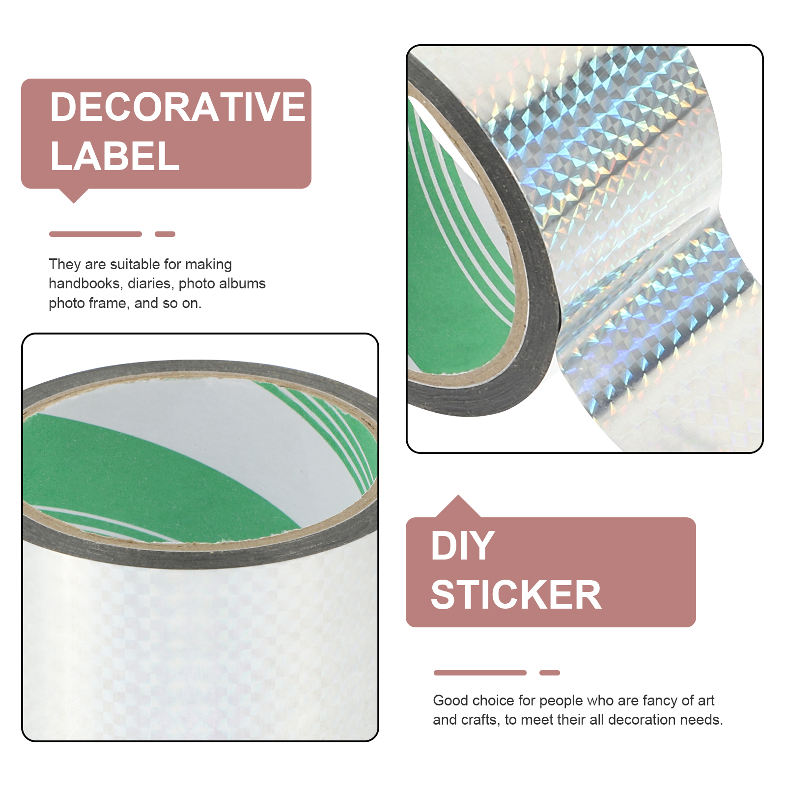 2pcs Reflective 5.0cmx50m Gold Grid Prism DIY Craft Gift Wrapping Tapes Multi Function Art Multi Use Tape For Gift Accessories