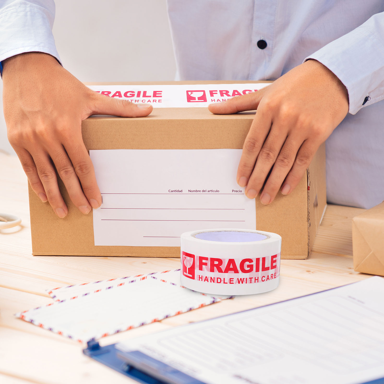 3 Rolls Shipping Supplies Warning Tape Fragile Packing Print Tapes Sticky Opp for Moving