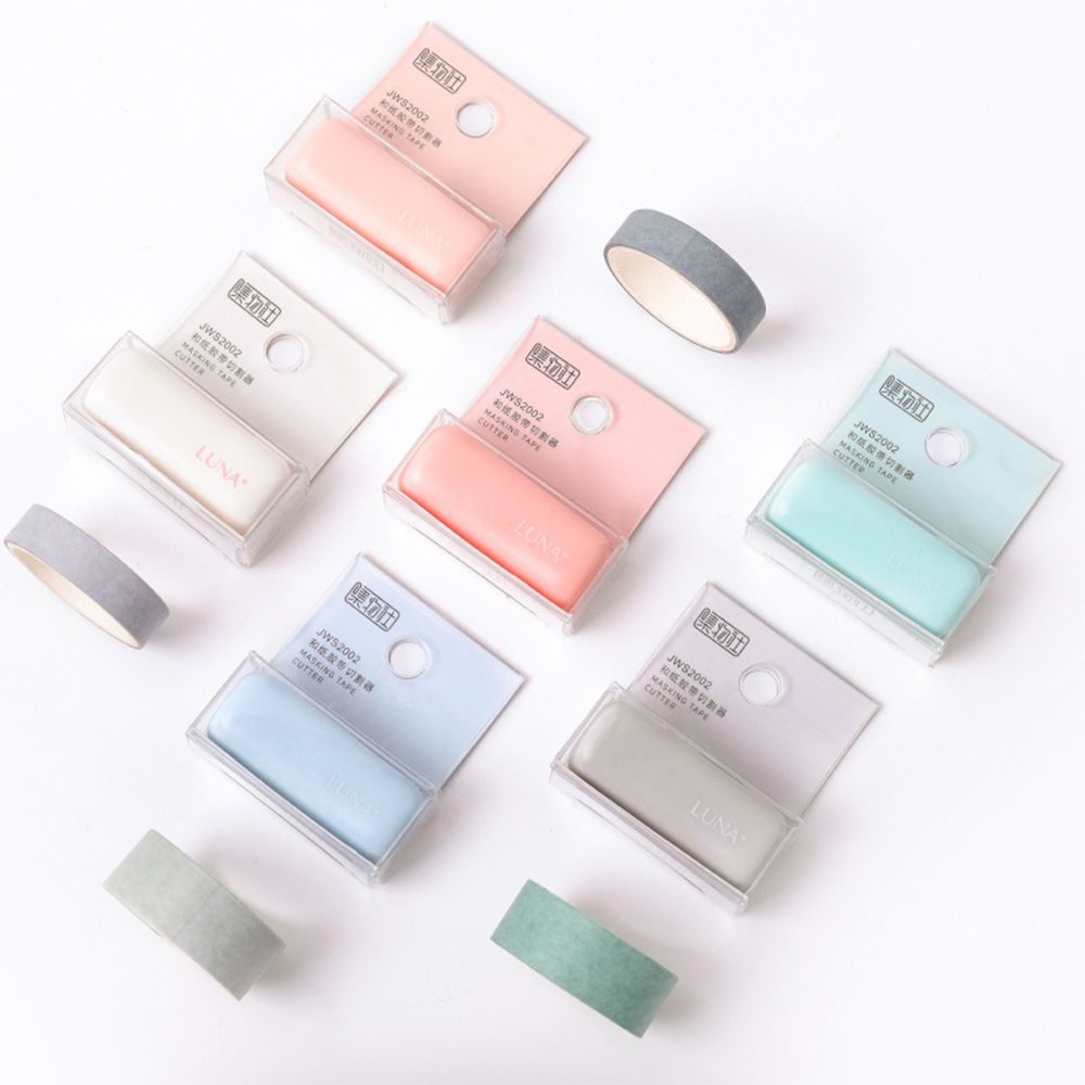 Tapes Stickers Solid Color Mini Washi Tape Cutter Clip Office Stationery Accessories Tape Dispenser