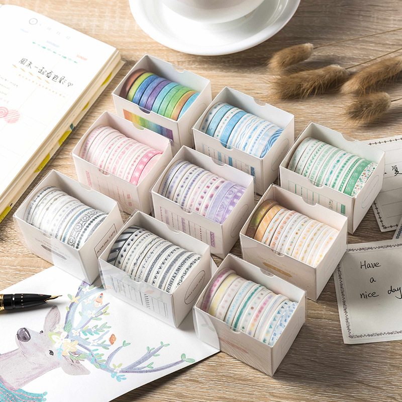 10 Pcs/lot Decorative Green Pink Color PaperWashi Tape Adhesive Tape Japanese Stationery Kawaii Scrapbooking Supplies Stickers