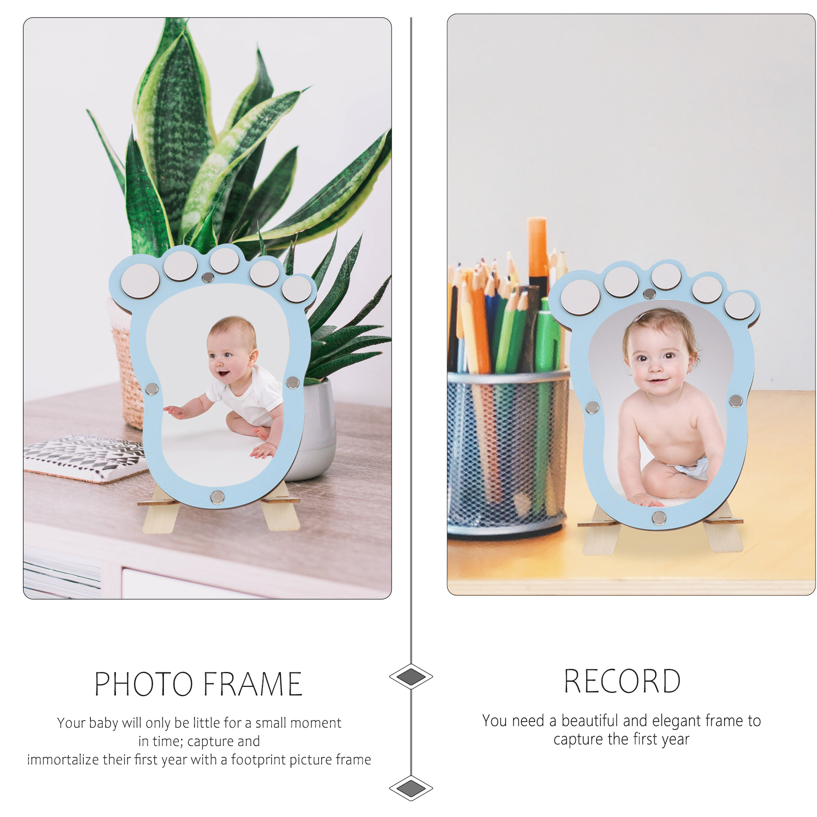 1pc Footprint Photo Memory Picture Frame For Newborn Infant Growth Milestones Record Bamboo Material Creative Growth