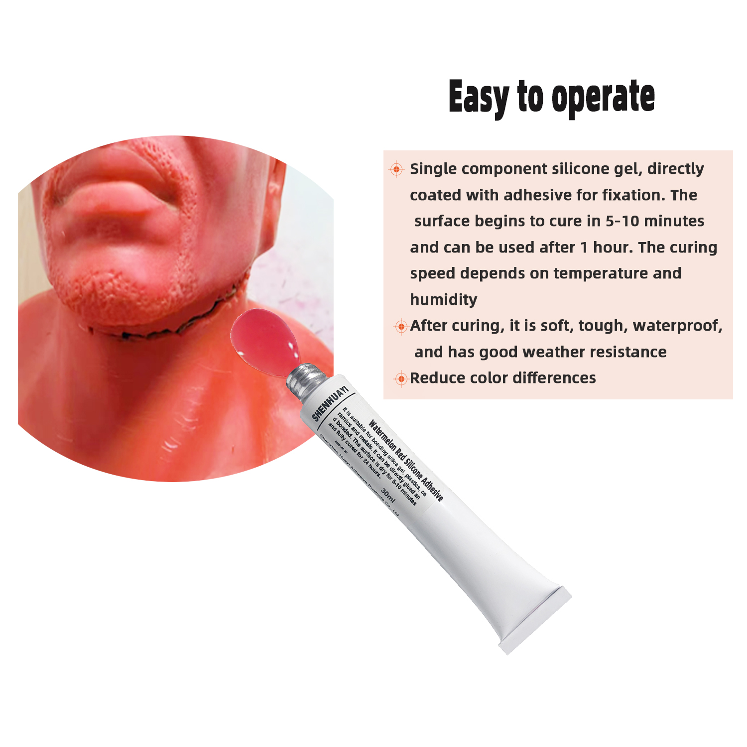 Silicone adhesive red silicone surface coloring can be used as lipstick without fading