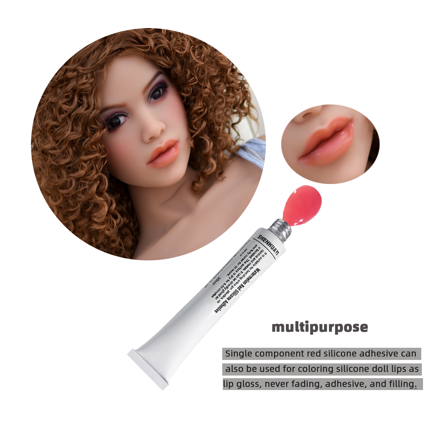 Silicone adhesive red, silicone surface coloring adhesive, never fades when coloring silicone doll lips