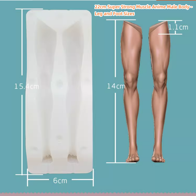 Molded silicone mold with super strong muscles, anime body, male body, whole body, ultra light clay soft clay, 22cm