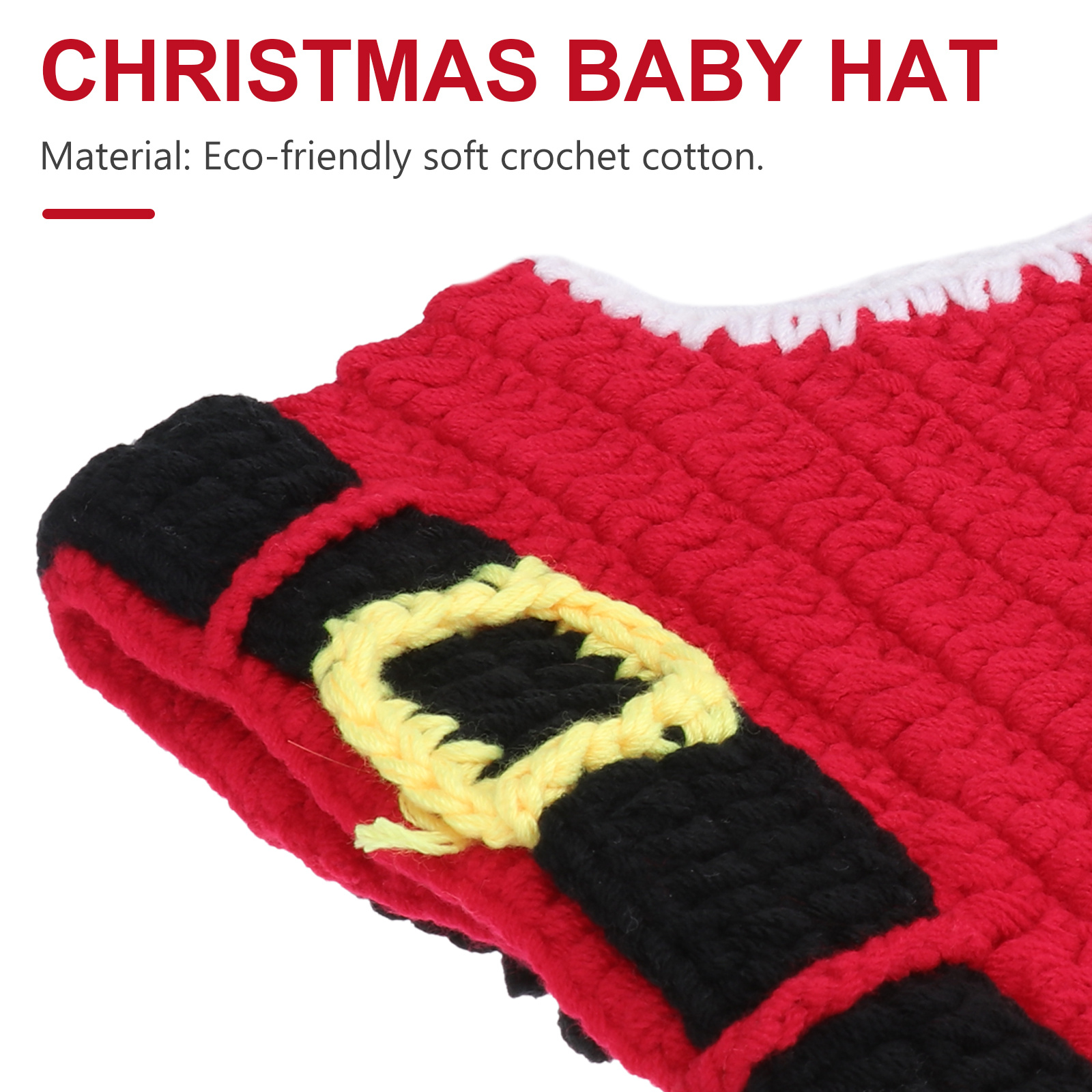 Christmas Santa Style Baby Handmade Crochet Beanie Eco-Friendly Cotton Newborn 0-1 Months Unisex Comfortable Elastic Breathable