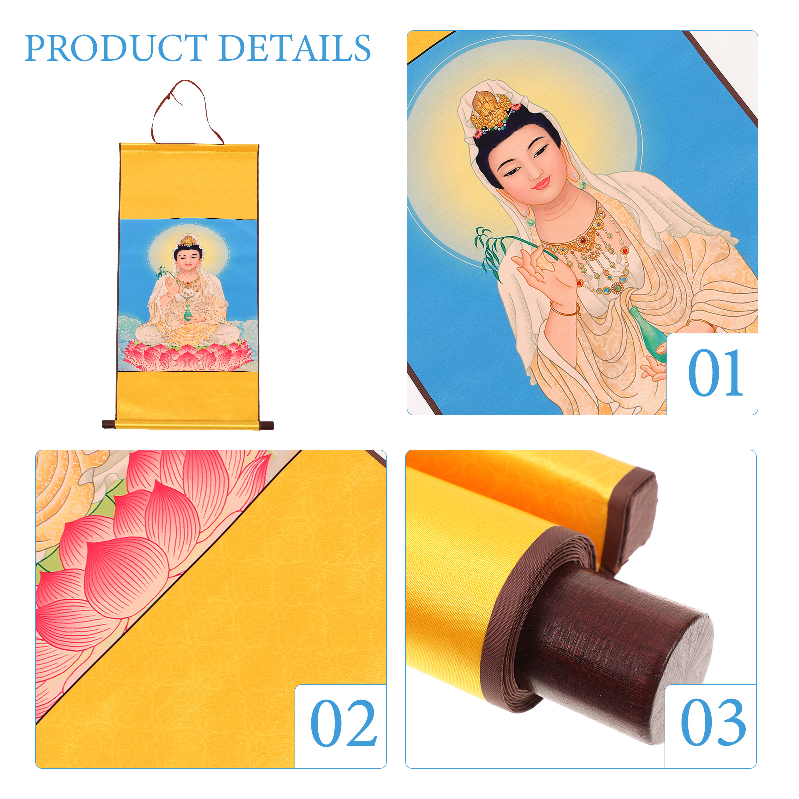 Scroll Decor Hanging Religious Guanyin Painting Home Room Ornament Asian Art Bedroom Tapestries Chinese Hanging Home