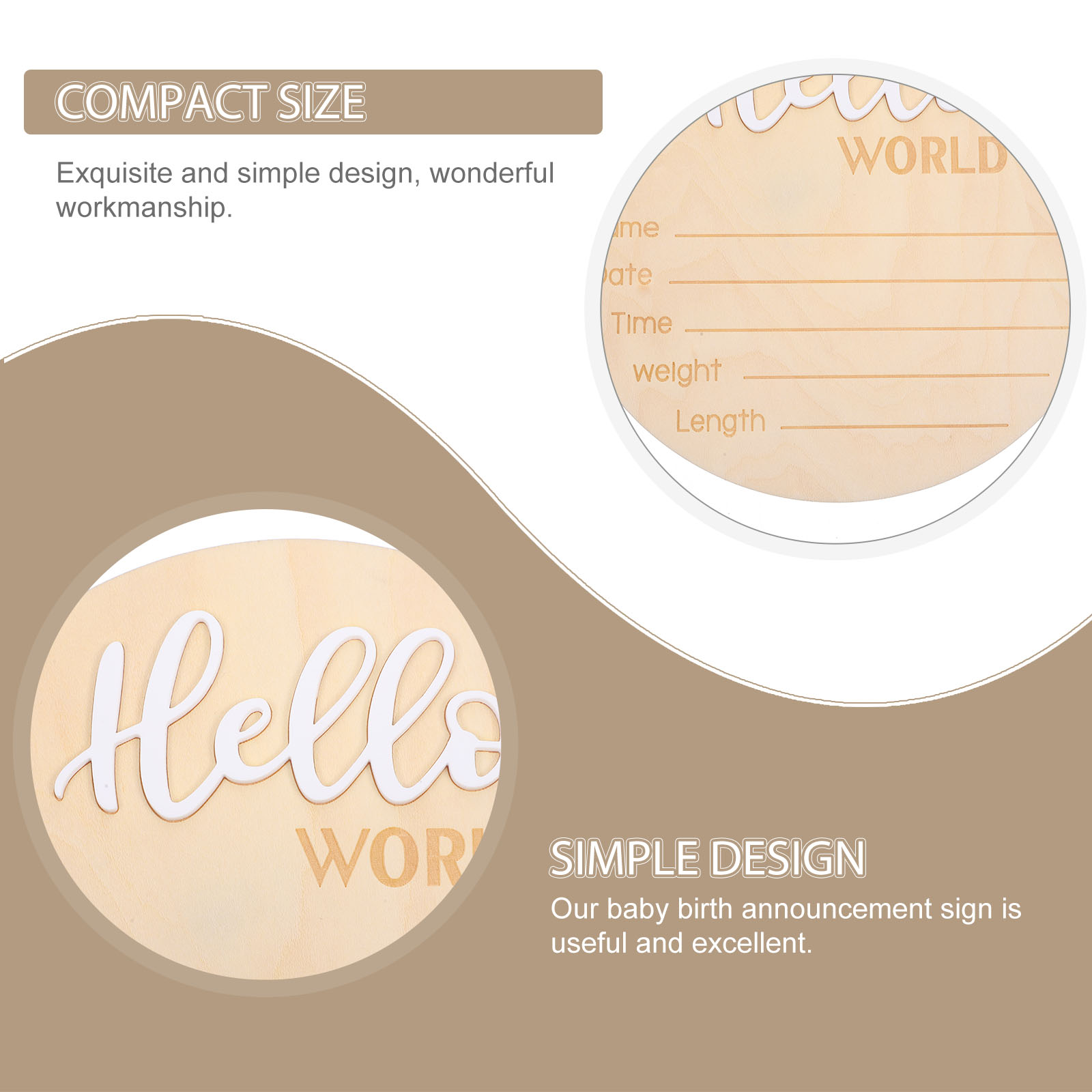 Wooden Birth Name Round Infant Welcome Gift Photography Prop Decoration For Baby Shower Birth Announcement Name Newborn Welcome