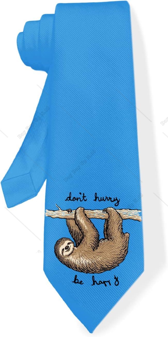 Funny Sloth Animal Men Fashion Neck Tie Polyester Casual Gentleman Necktie for Wedding Party Print One Size