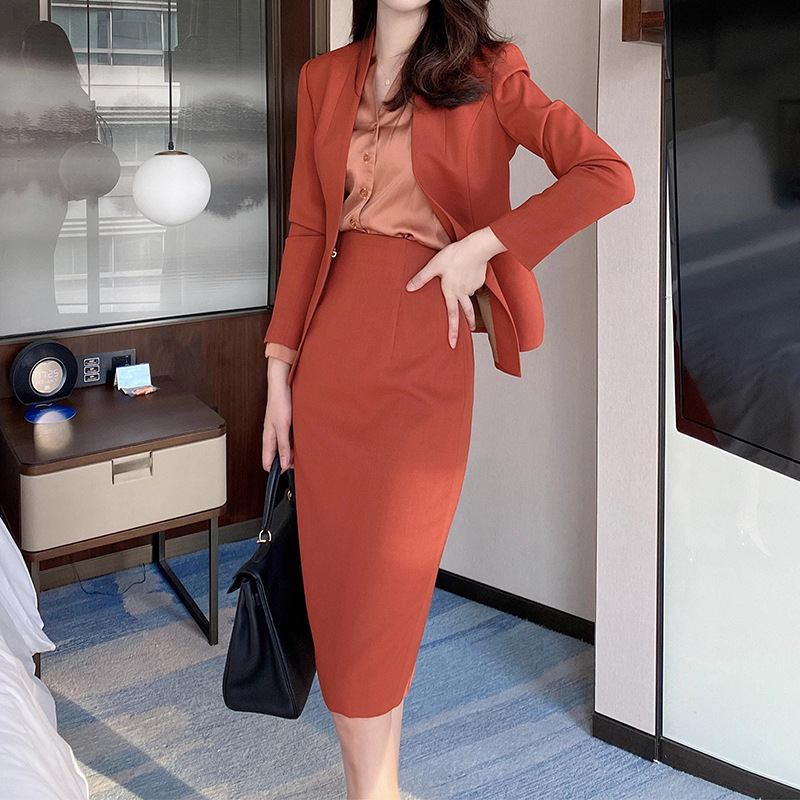 Women Cropped Blazers Spring Suits Short Coats Skirts Sets Red Whitening Slim Fit Overskirt Commuter Female Sexy and Charming