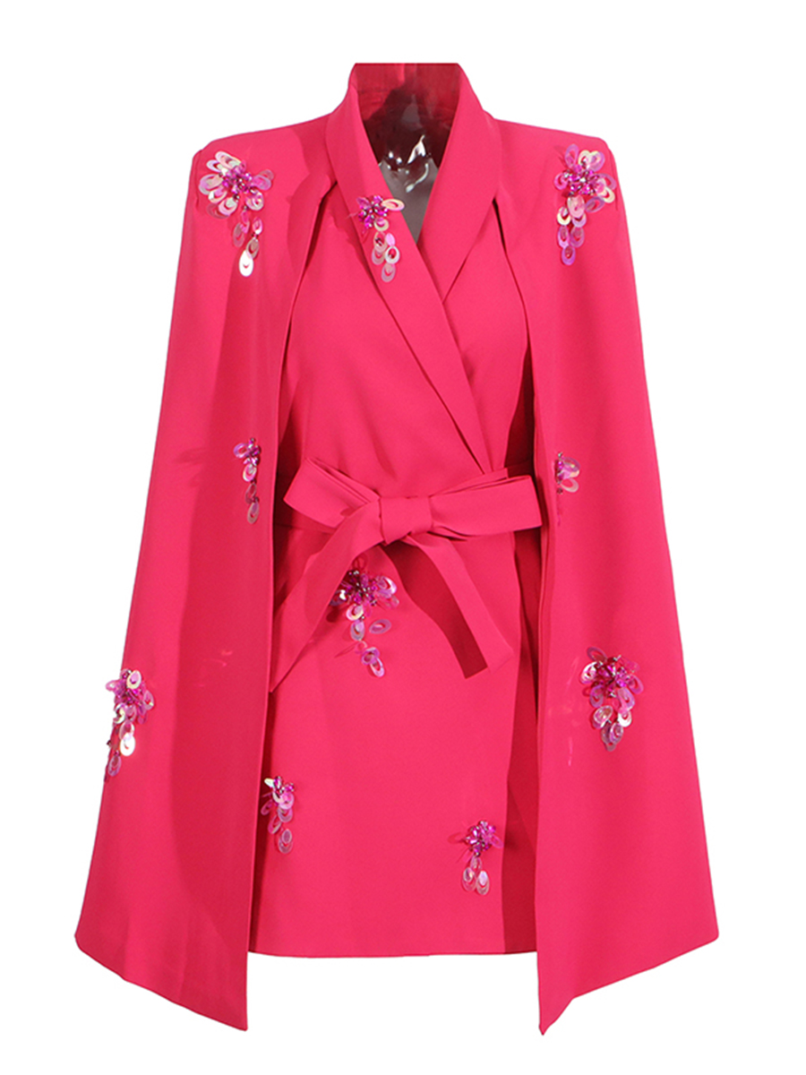 Evening Formale Blazer Coats forWomen Lapel Sleeveless Spliced Lace Up Temperament Cloak Outwear Female Spring Styleblazer mujer