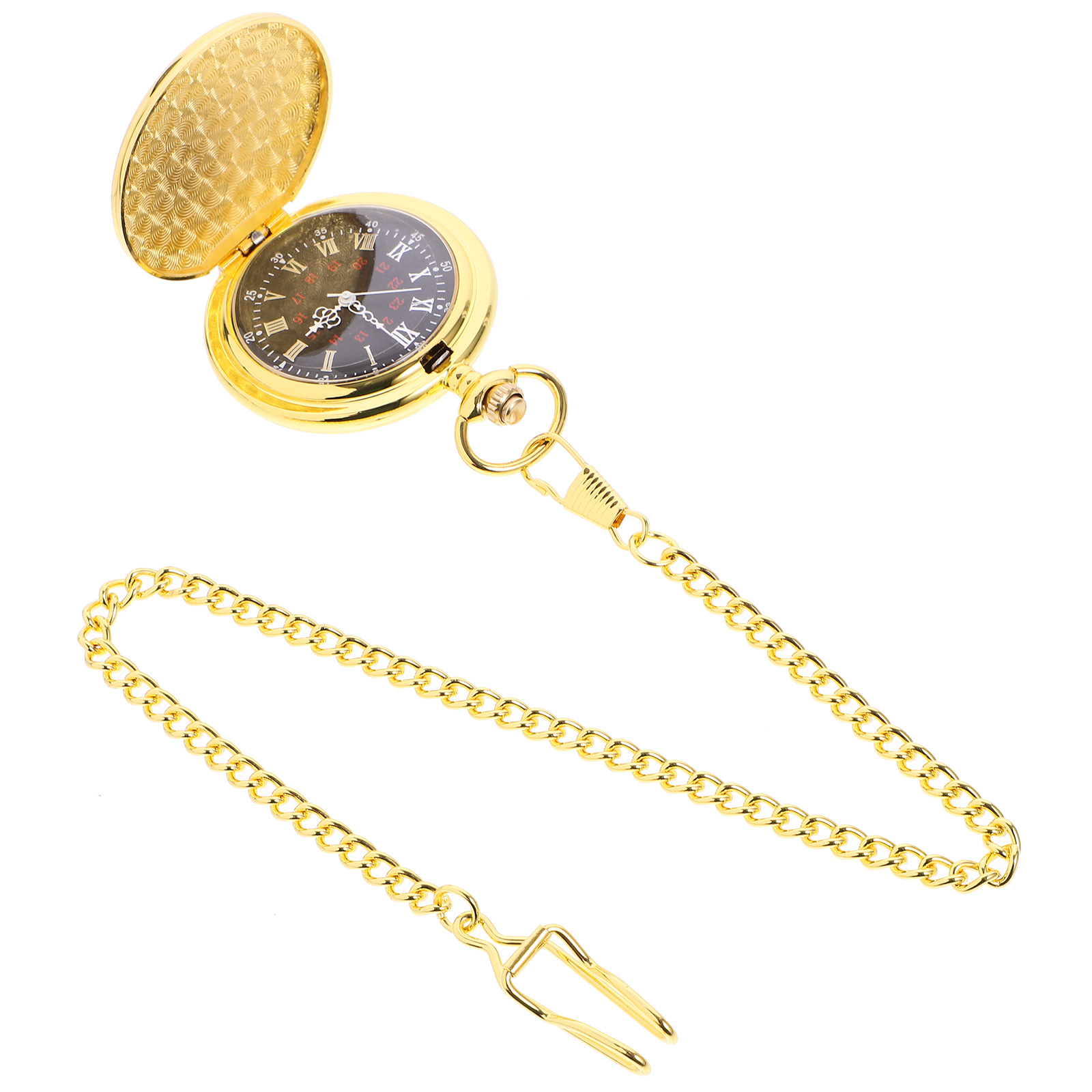 1pc Retro Vintage Alloy Quartz Pocket Watch Two-Faced Long Chain Neck Gift For Family Friends Silver 9.5Cm