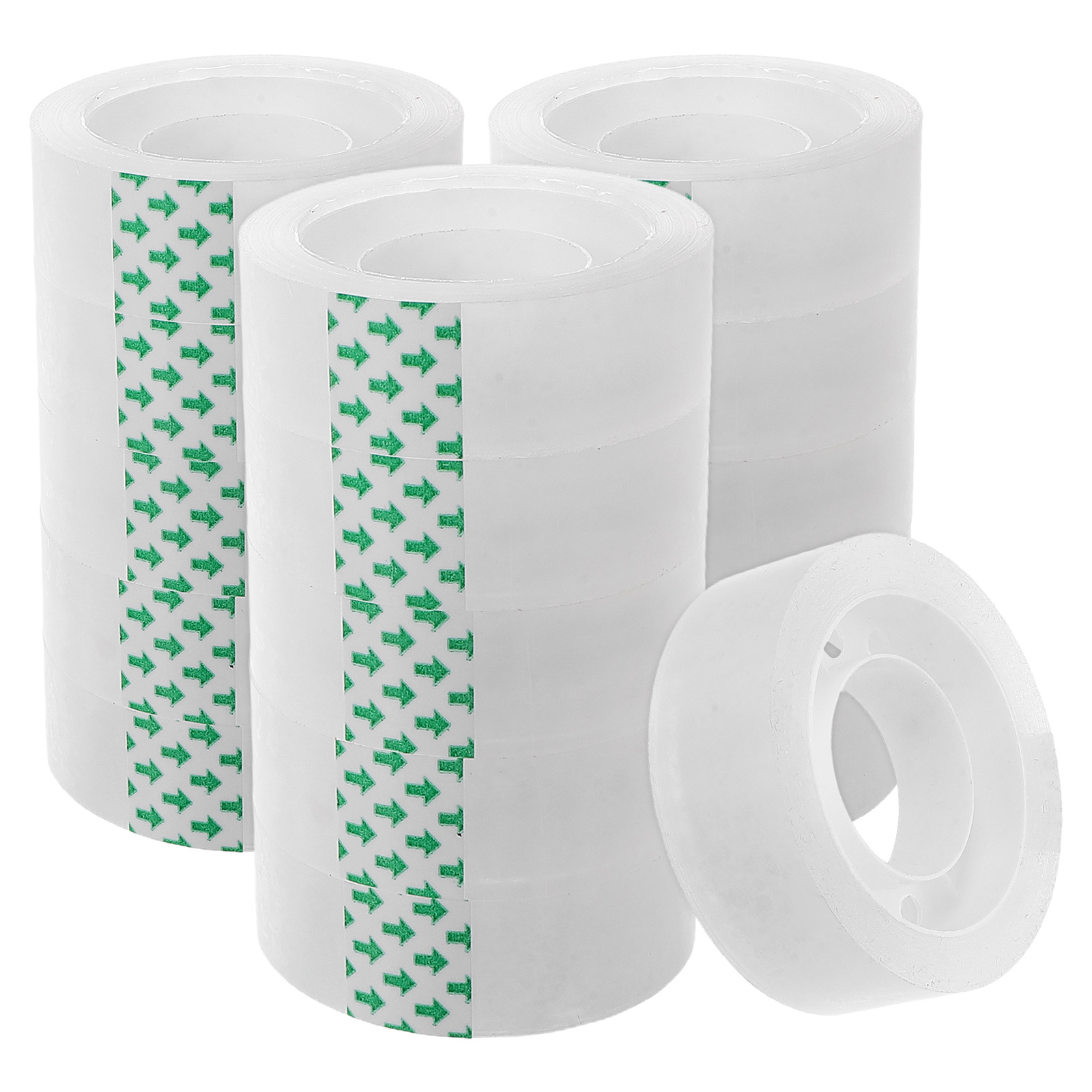 16pcs Clear Stationery Tape Rolls Multi-Use Transparent Office School Adhesive Tapes Bopp Material Long-Lasting Clear