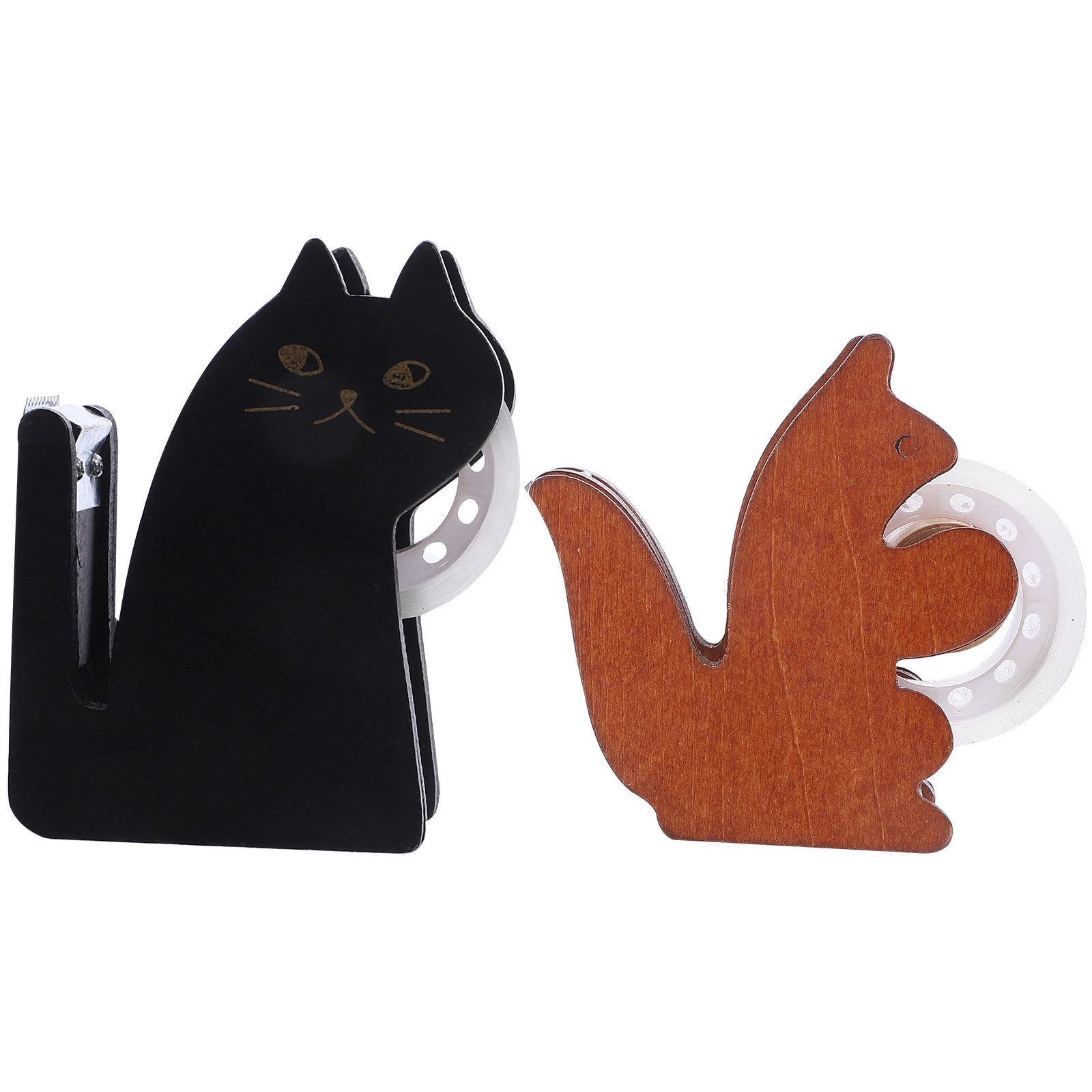 2 Pcs Cartoon Animal Tape Holder Dispenser Desk for Heavy Cute Squirrel Aluminum Alloy Desktop Small Office