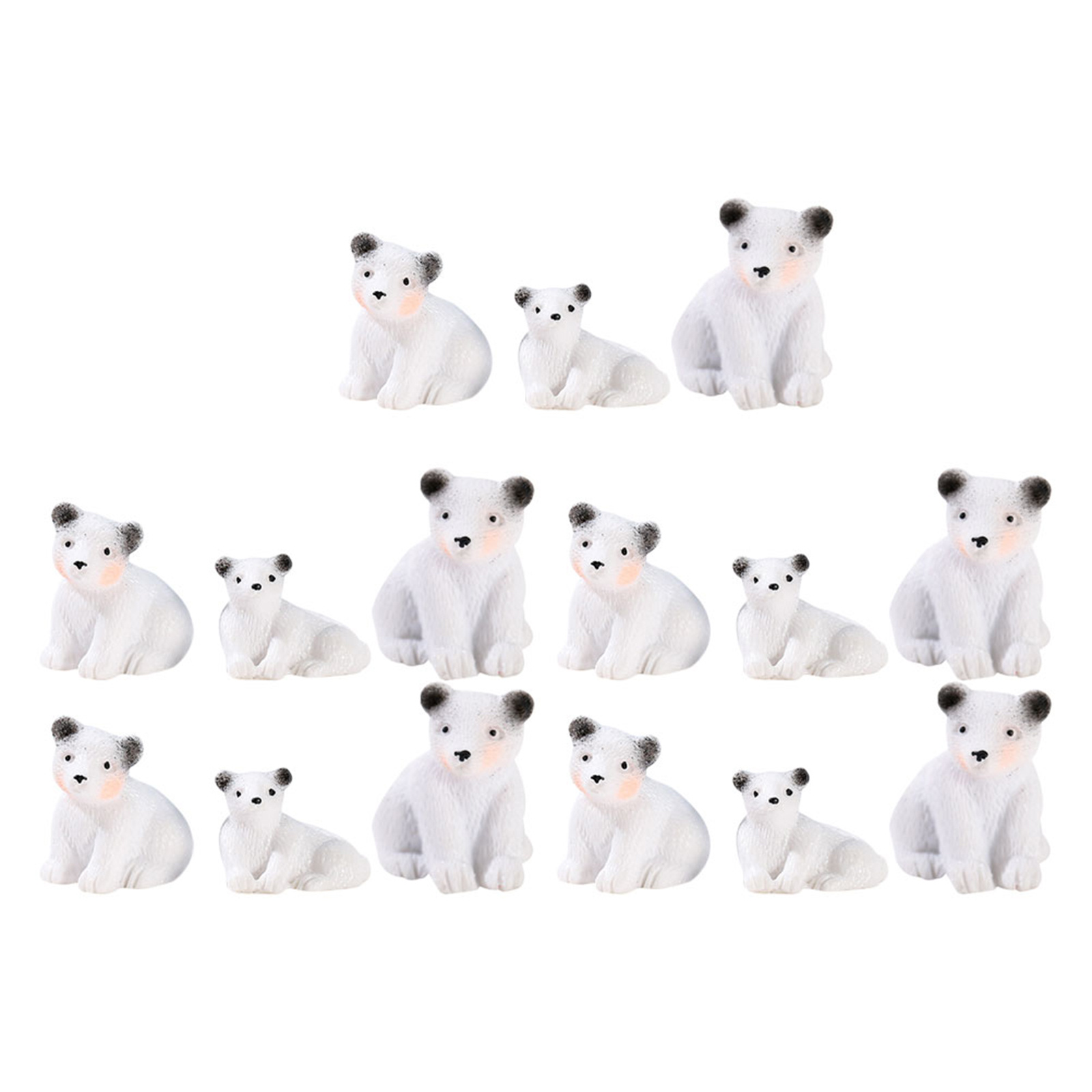 15pcs Mini Simulation White Bear Resin Garden Yard Indoor Decor Educational Animal Ornament Halloween Miniatures Poultry