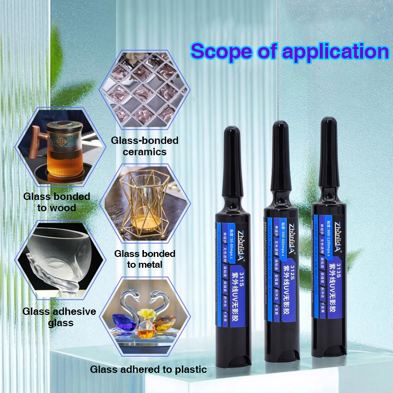 UV Shadowless Glue Transparent Bonded Traceless UV Lamp Curing Adhesive For Glass Acrylic Crystal Metal Plastic PPMA