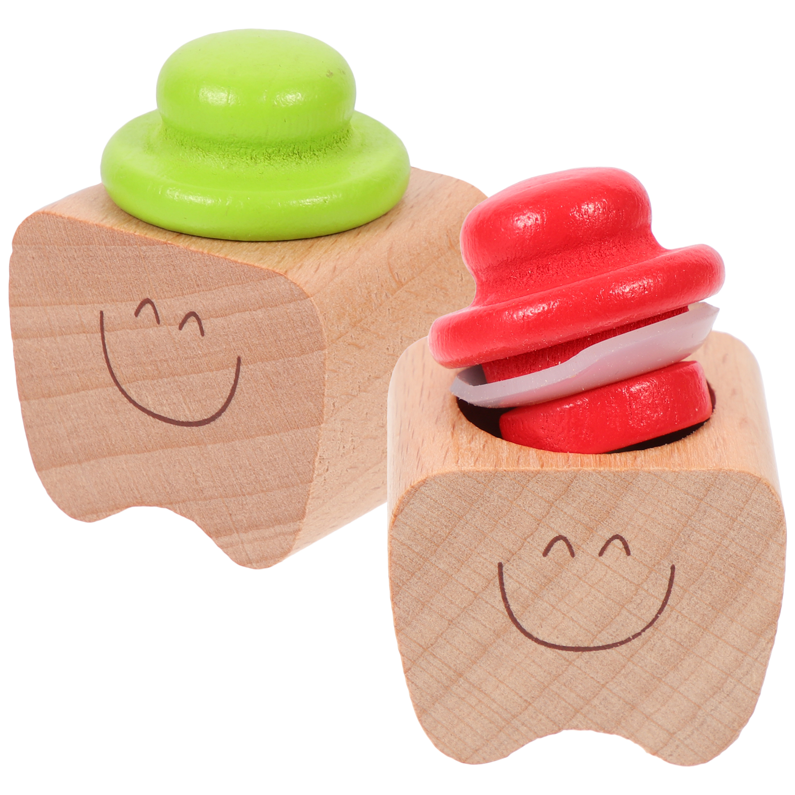 2pcs Teeth Box Wooden Storage Kids Keepsake Organizer Cute Baby Memorial Container For Baby Shower Gift Teeth Saver