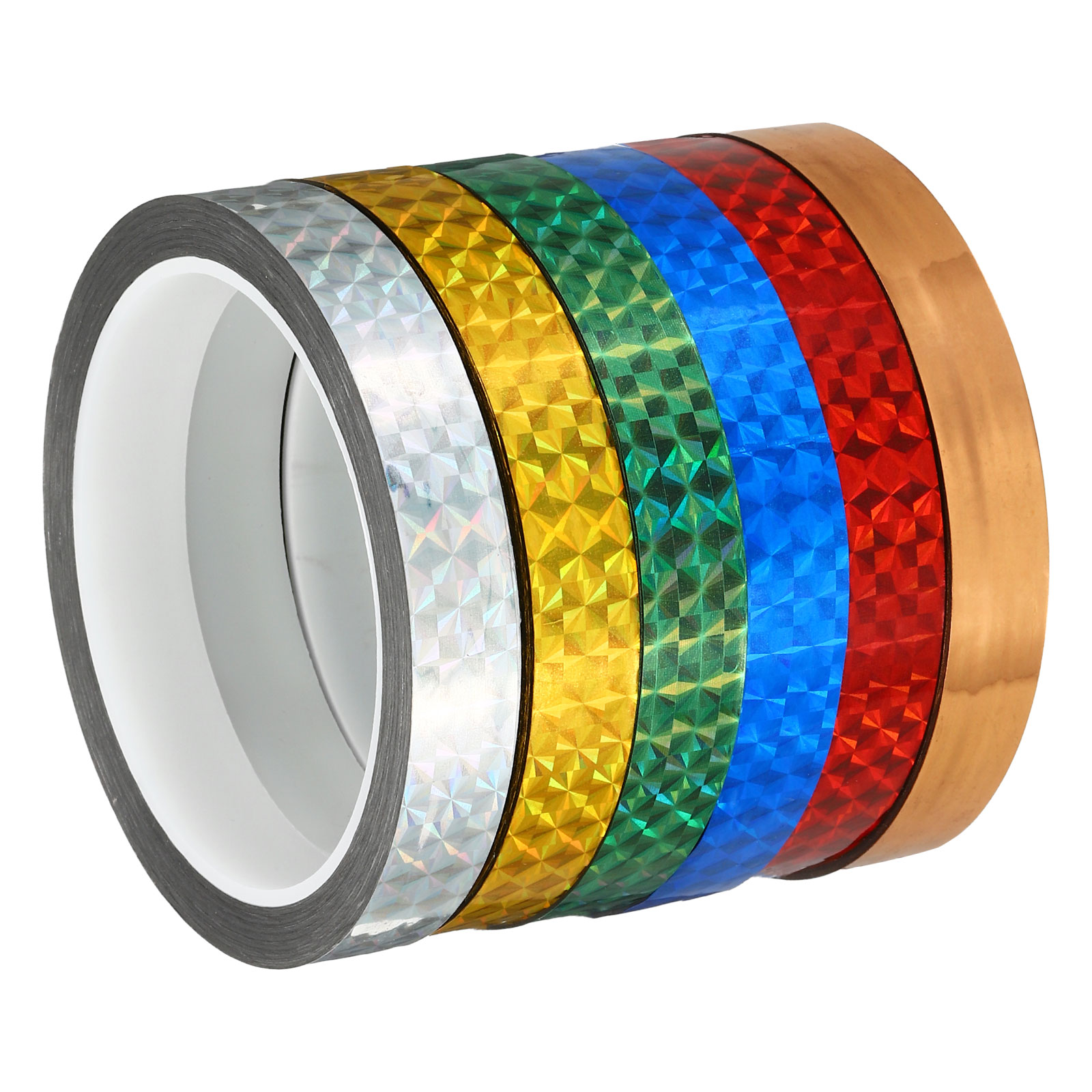 6Pcs 3mm-50mm x 50m Prism Tape Holographic Metalized Reflective Decorative Adhesive Tape Diy Scrapbooking Sticker Masking Tapes