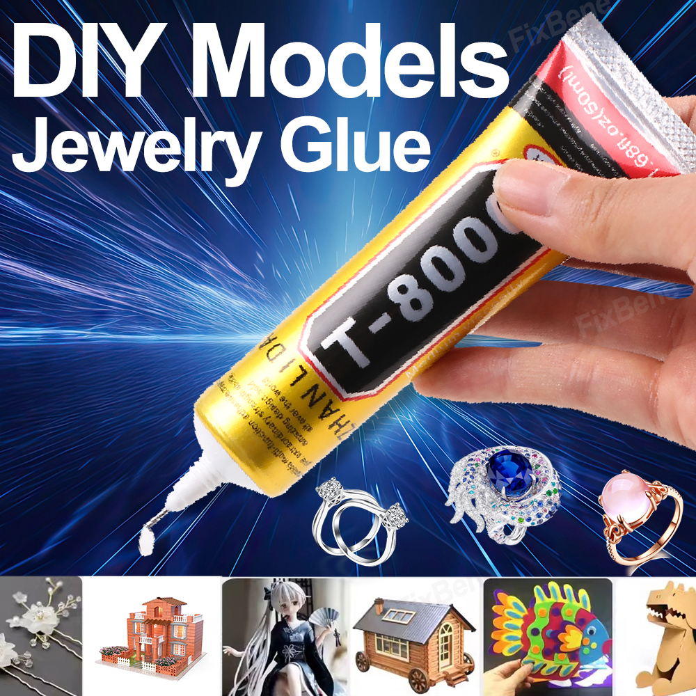 T8000 DIY Model Jewelry Rhinestone Glue Craft Car Leather Wood Textile Cloth Epoxy Adhesive Phone Repair Precision Tip Gem Stone