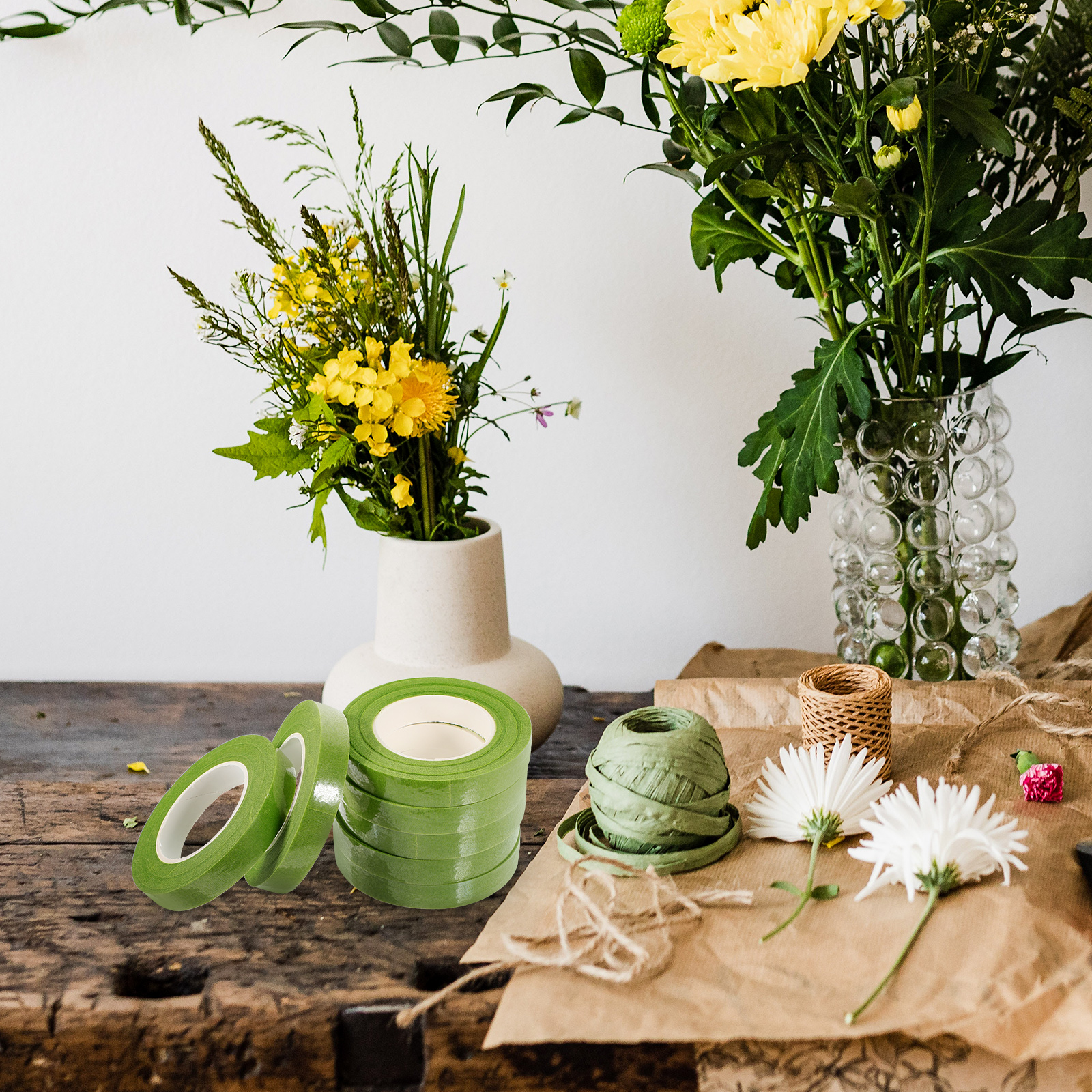 12 Rolls Floral Tape Flowers Packaging Bundling Twine Stem Wrapping Paper Tapes Arrangement Diy Supplies