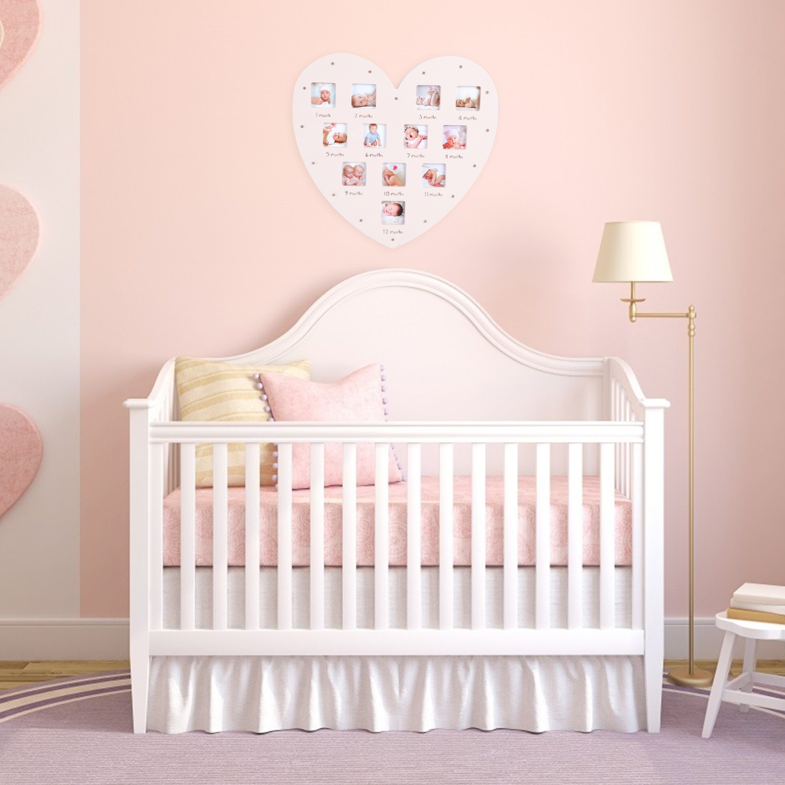 Growth Record Photo Frame Heart Picture Newborn Frames Memory with Year