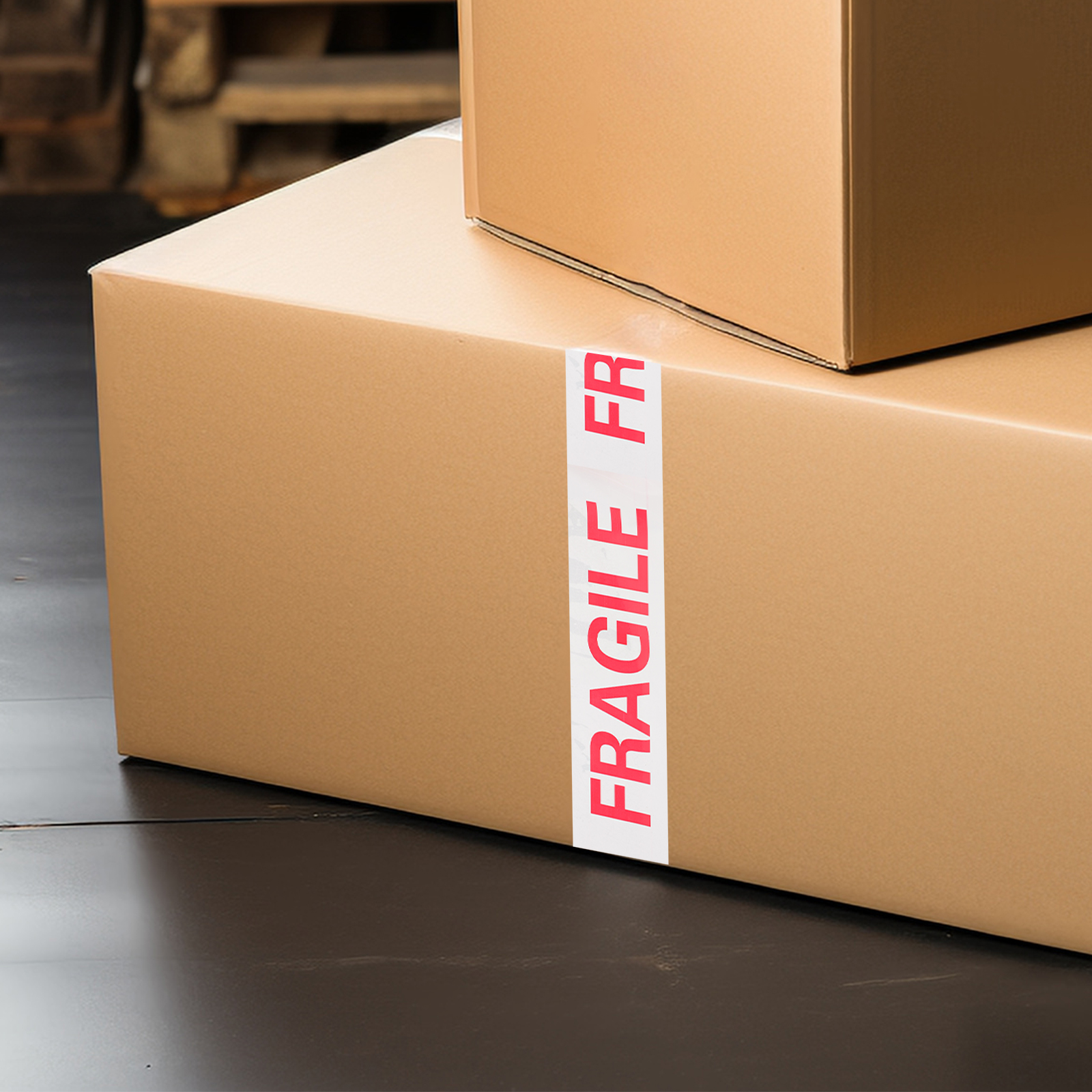 Fragile Warning Tape Packing Supplies Reliable Adhesive Eye catching Background Moving Boxes Shipping Labels Packaging Tape