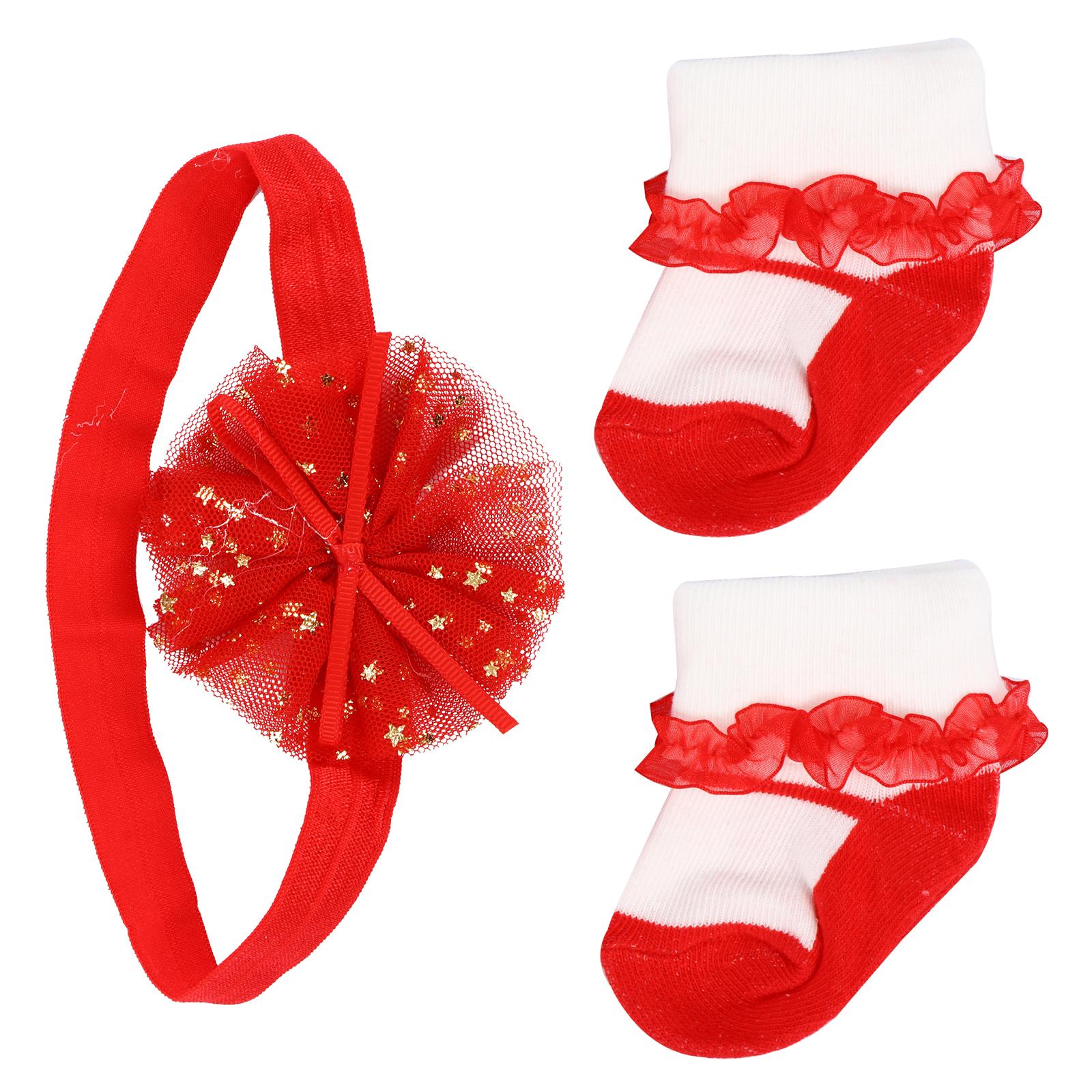 Lace Hair Band Toddler Girls Cartoon Baby Hair Band Toddler Socks Lace Baby Socks Warm Feet Protect Elastic Style Cotton