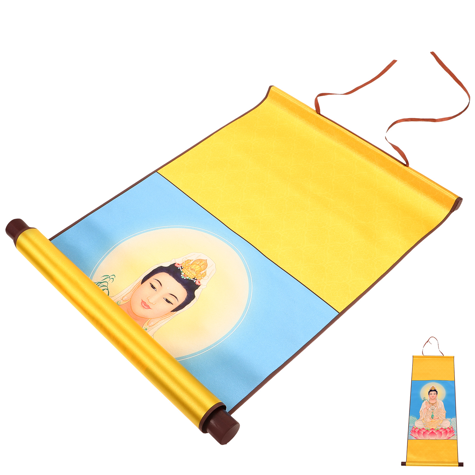 Exquisite Guanyin Painting Wall Art Scroll Decorative Religious Home Ornament Asian Style Bedroom Tapestry Vibrant Color