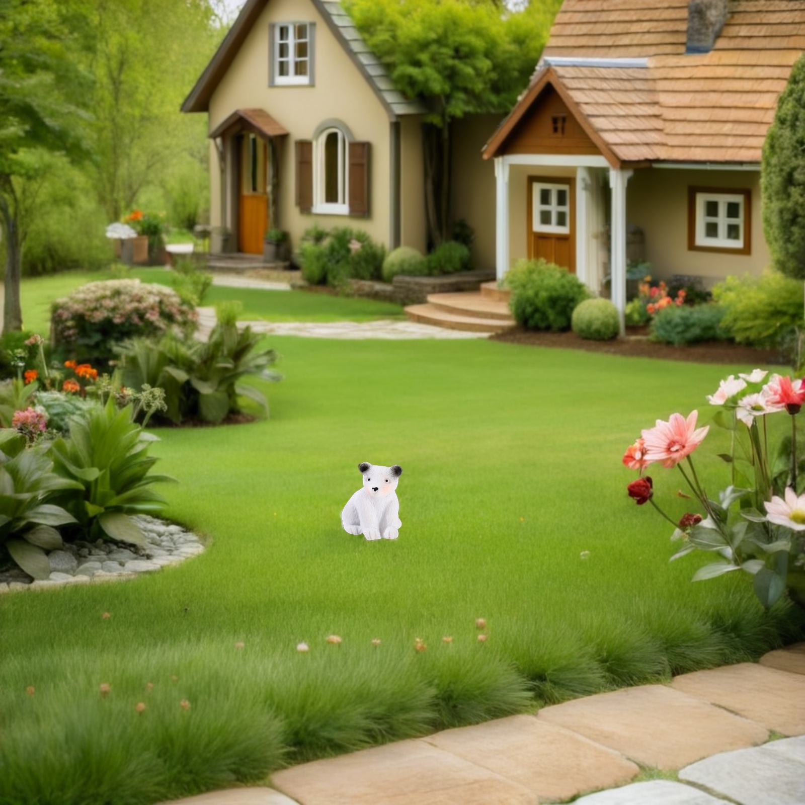 15pcs Mini Resin Animal Decor White Bear Decors Garden White Bear Sculpture Indoor Ornament Educational For Room Office Home