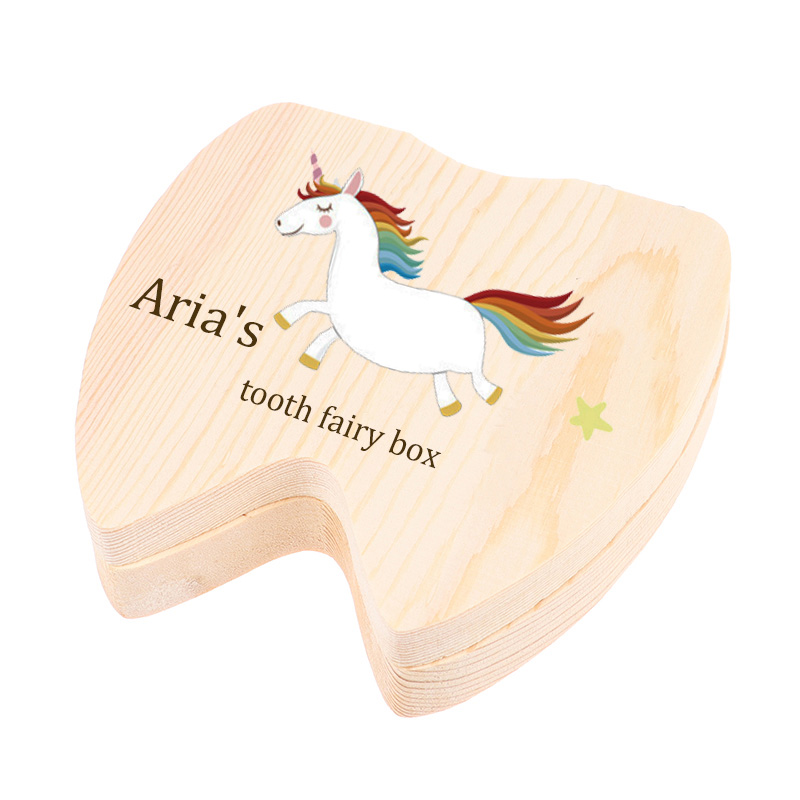 Personalized Wooden Tooth Box Engraved Baby Teeth Keepsake Animal Pattern Baby Gift Box Spanish