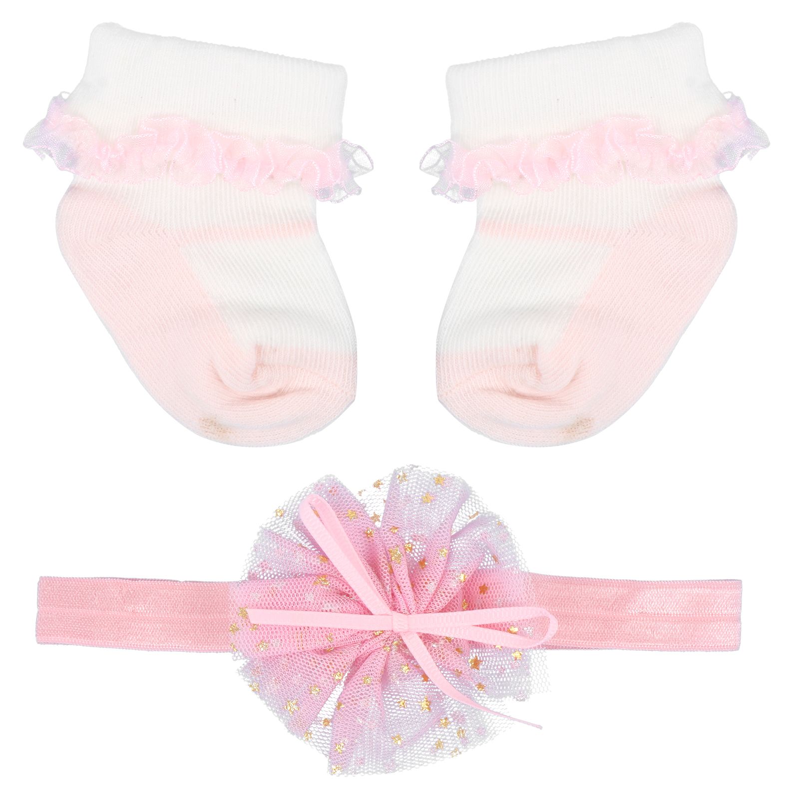 Cotton Baby Socks Headwear Set Cartoon Lace Toddler Girls Elastic Warm Newborn Photography Blanket Protect Feet