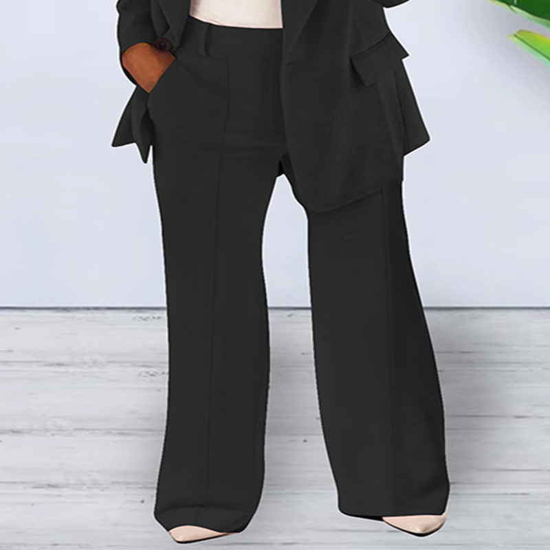 Women's Tailored Trousers Solid Color Straight Slim Temperament Office Commuting Black Simple Fashion Suit Pants Female