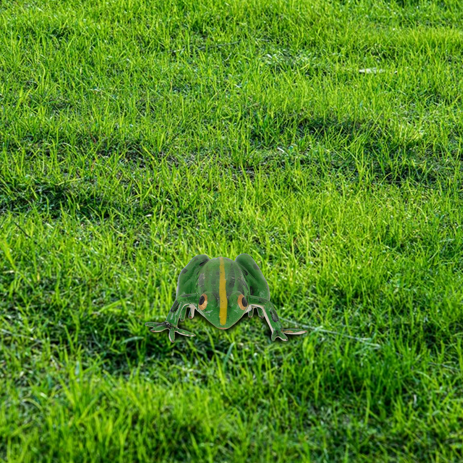 Frog Statue Animal Garden Decor Big Mouth Ceramic Mascot Model Iron Wire Ornament