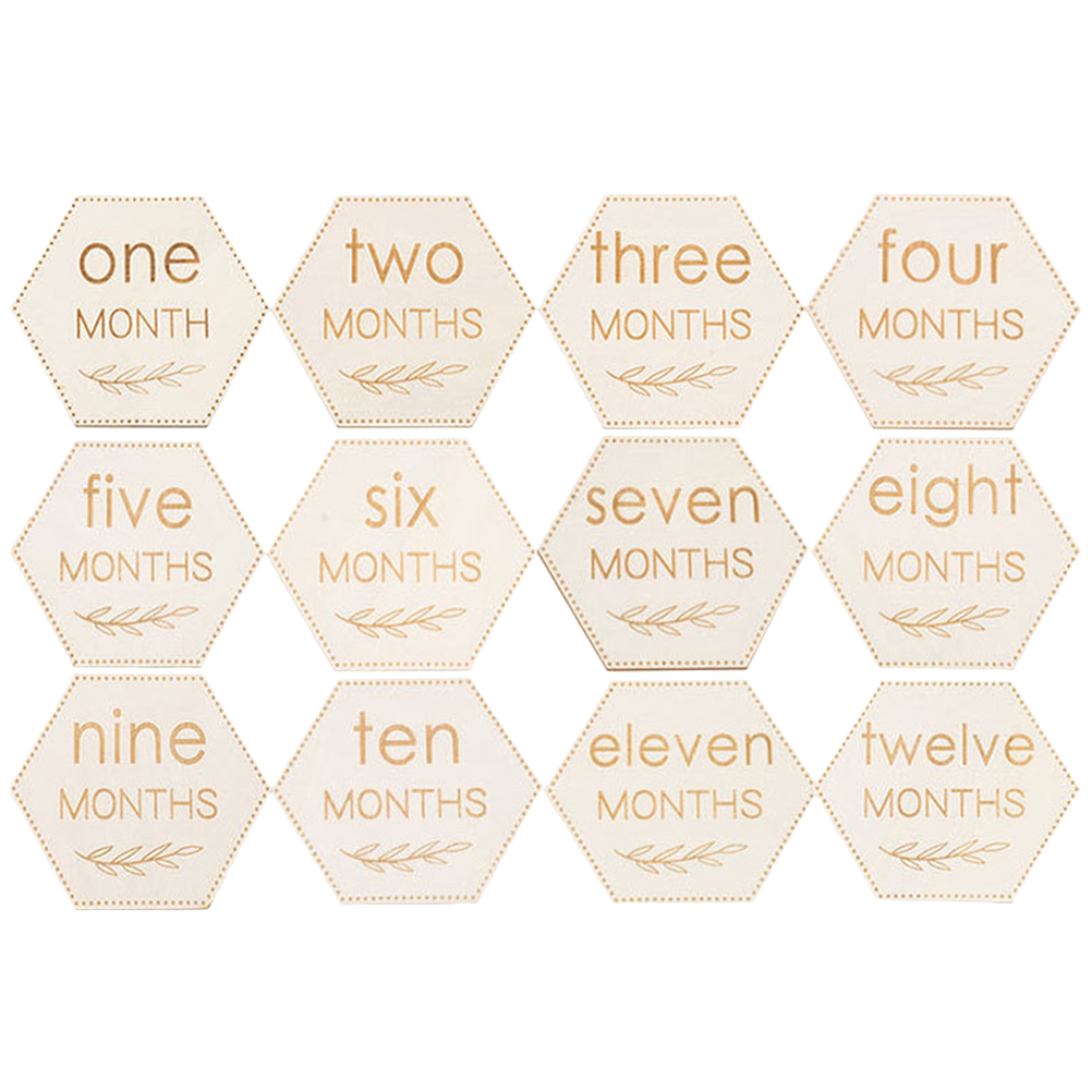 12 Pcs Baby Milestone Cards Newborn Signs The Months Announcement Boxwood Age Photography Prop Child Props Milestones