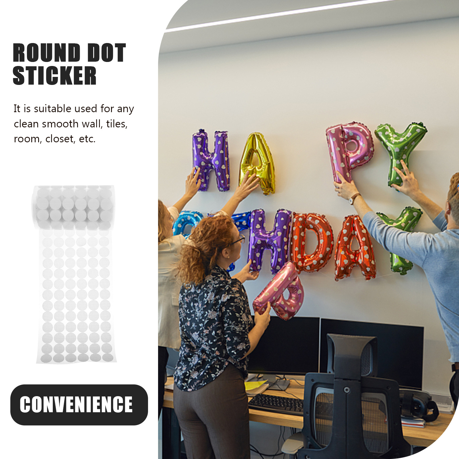 1056pcs Self-Adhesive Hook Loop Dots Round Stickers For Diy Balloons Decorations No-Trace Sticky Tapes Multipurpose Craft Wall