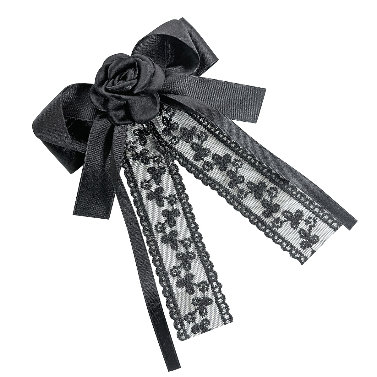 Women's Bow Tie Hair Clip Fashion Korean College Style Suit Shirt Accessories Collar-flower Handmade Lace Ribbon Camellia Bows