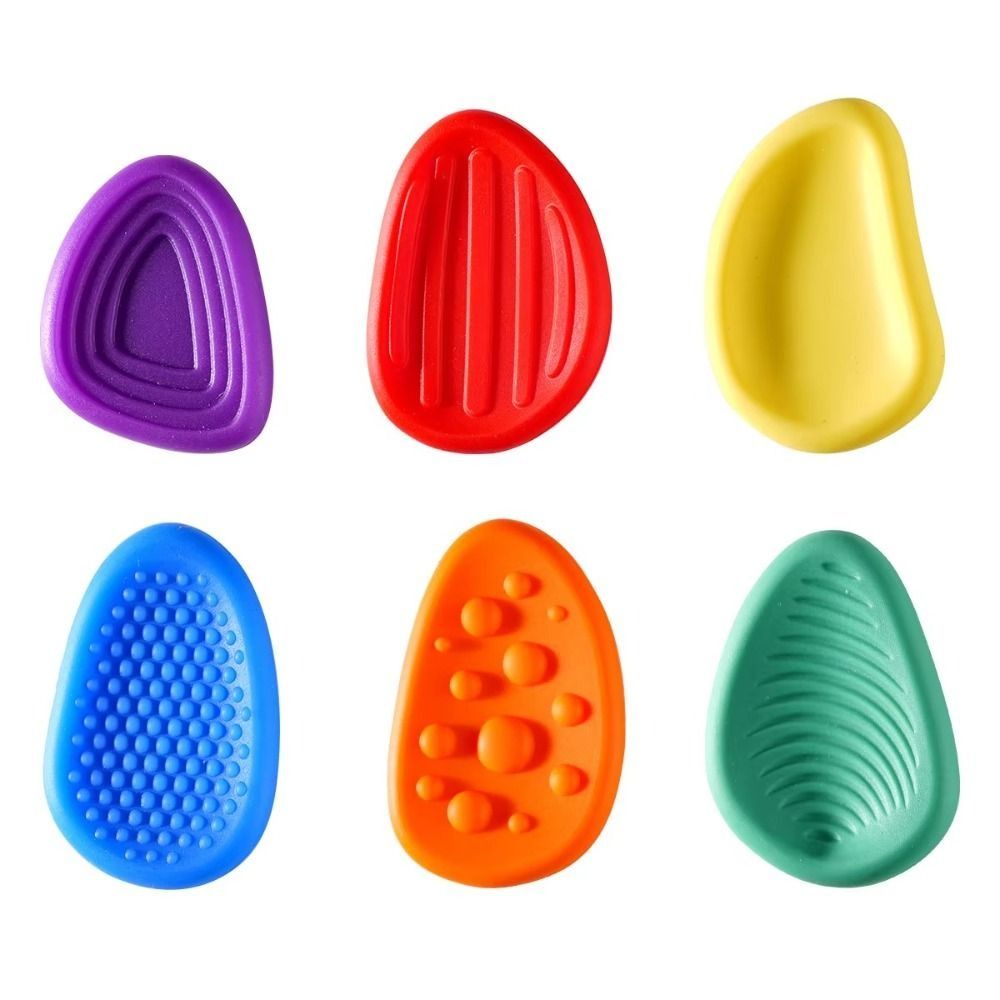 6pcs/set Textured Soft Worry Stone Fidget Toy Relaxing Silicone Children Sensory Stone Creative No Noise Textured Worry Rocks