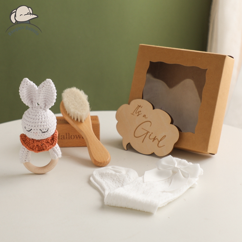 BaBy Accessories Photography Props Newborn Keepsakes Wooden Cloud Mileage Piece, Wool Brush Baby Tooth Gel  Long Socks Baby Gift