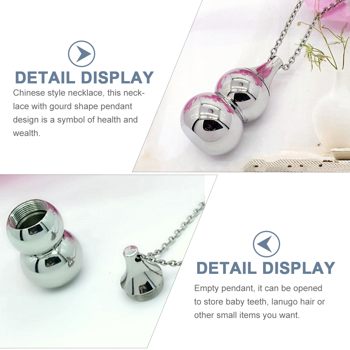 Lanugo Memorial Pendant Necklace Stainless Steel Empty Baby Newborn Souvenir Gift Infant Store Teeth Hair Chinese Style
